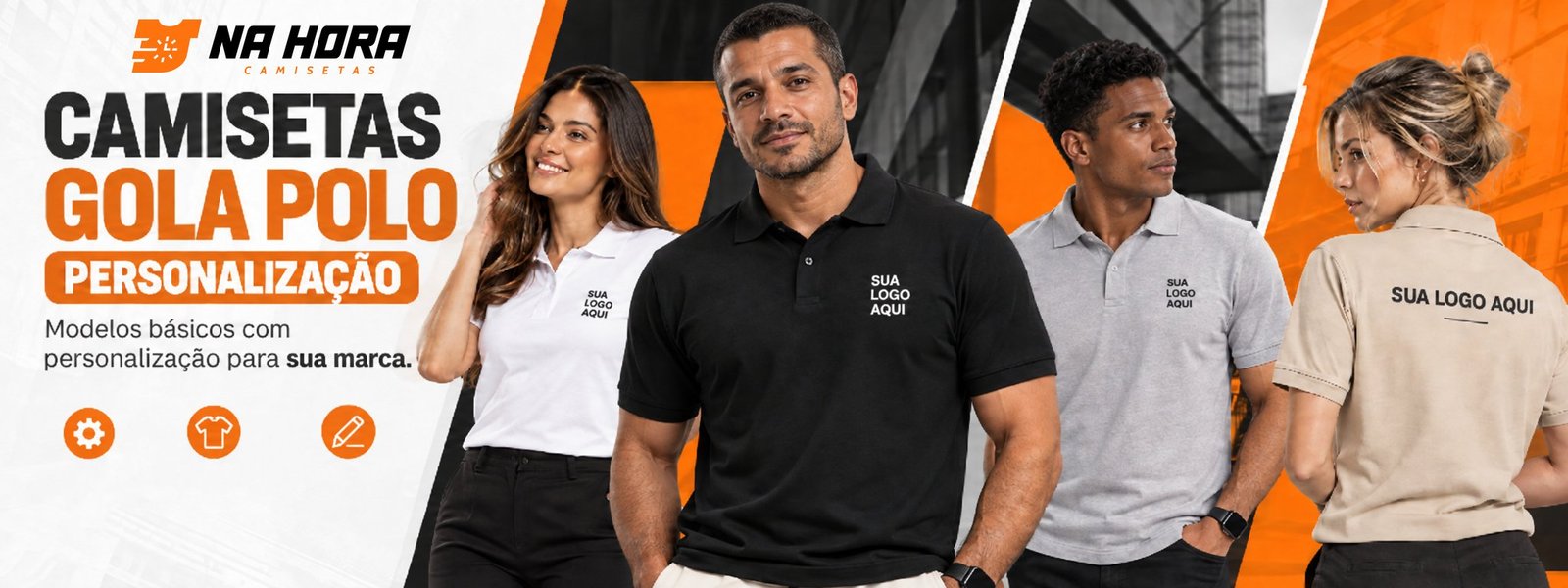Na Hora Camisetas: camisetas gola polo com personalização. Modelos básicos com personalização para a sua marca.