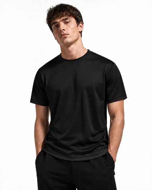 Camiseta Masculina Dry Esportivo na cor Preta, vista de frente