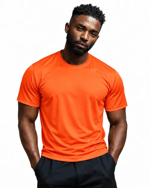 Camiseta Masculina Dry Esportivo na cor Laranja, vista de frente
