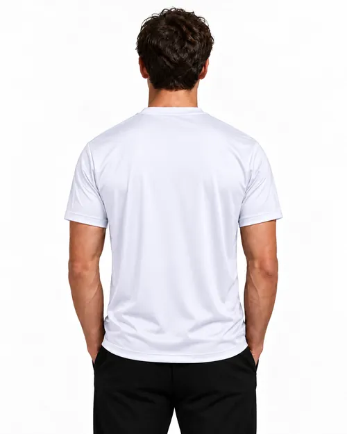 Camiseta Masculina Dry Esportivo na cor Branco, vista de costas